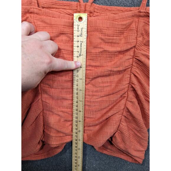 Anthropologie Pilcro Tank Top Womens Large Ruched Ribbed Coral Boho Cropped Rave - Picture 6 of 13